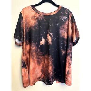 SHEIN Curve Tie Dye Split Open Back Short Sleeve Top Women’s 0XL